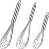 3 Pieces Stainless Steel Flat Whisk Handheld Steel Wire Whisk Egg Whisk For Whisking, Gravy Stirring