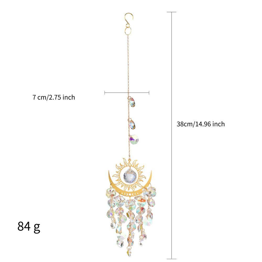 Gold Star Moon Lighting Crystal Wind Chime Wedding Party Crystal Pendant  Home Garden