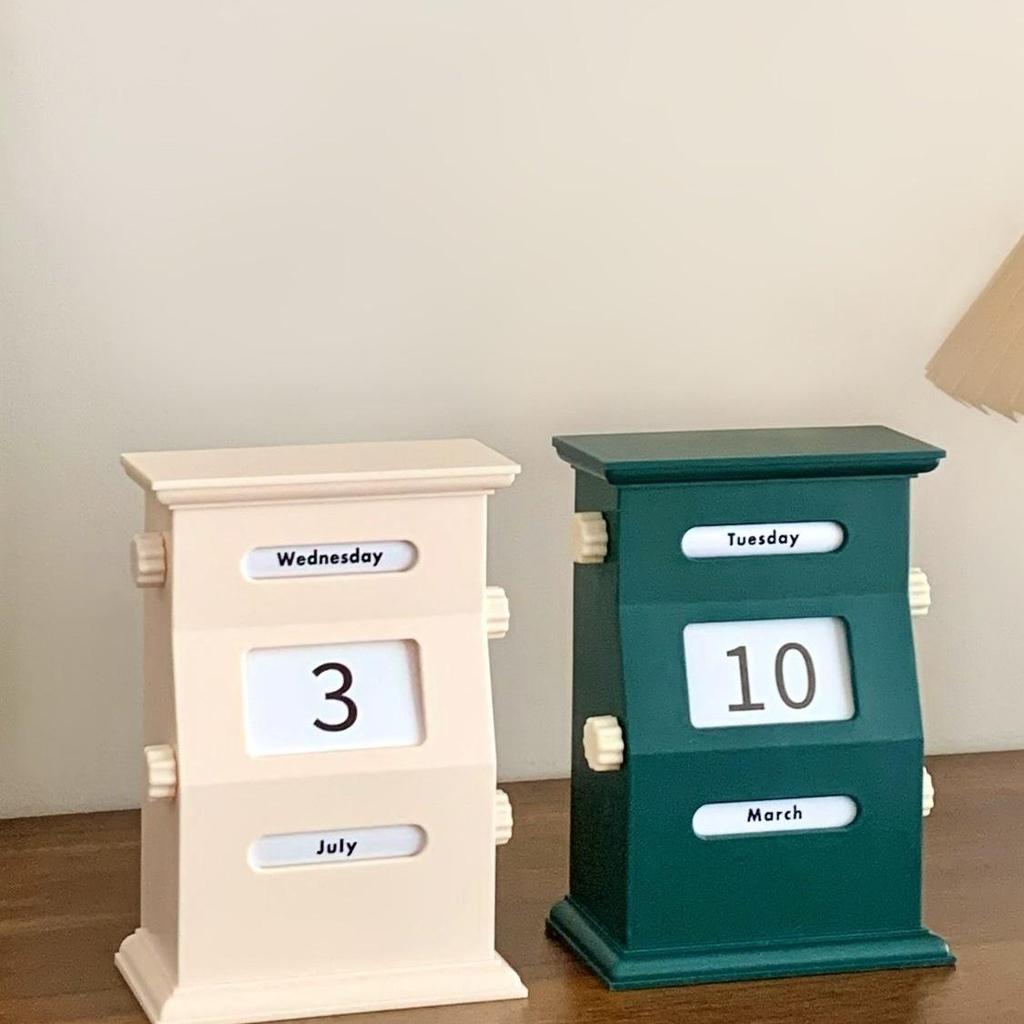 Retro Creamy Perpetual Desk Calendar: Creative Home & Office Decor, Photography Prop