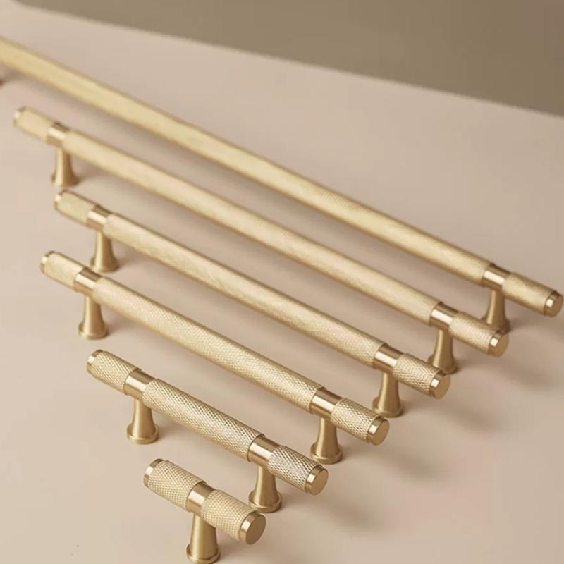 Long Knurled Brass Handle Kitchen Cabinet Door Pull Drawer Pulls Cupboard Door Handles Bedroom Wardrobe Closet Furniture Handles