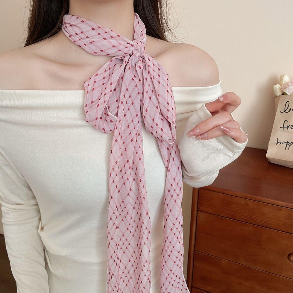 Spring Summer Polka Dot Scarf Elegant Silk Waistband Long Scarf Headband Ladies/Girls