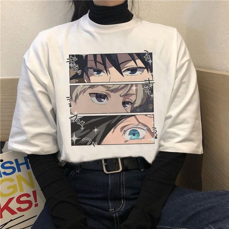 Jujutsu Kaisen Kawaii Графические футболки женские Kawaii летние топы футболка с героями мультфильмов Harajuku японское аниме Ulzzang футболка женская