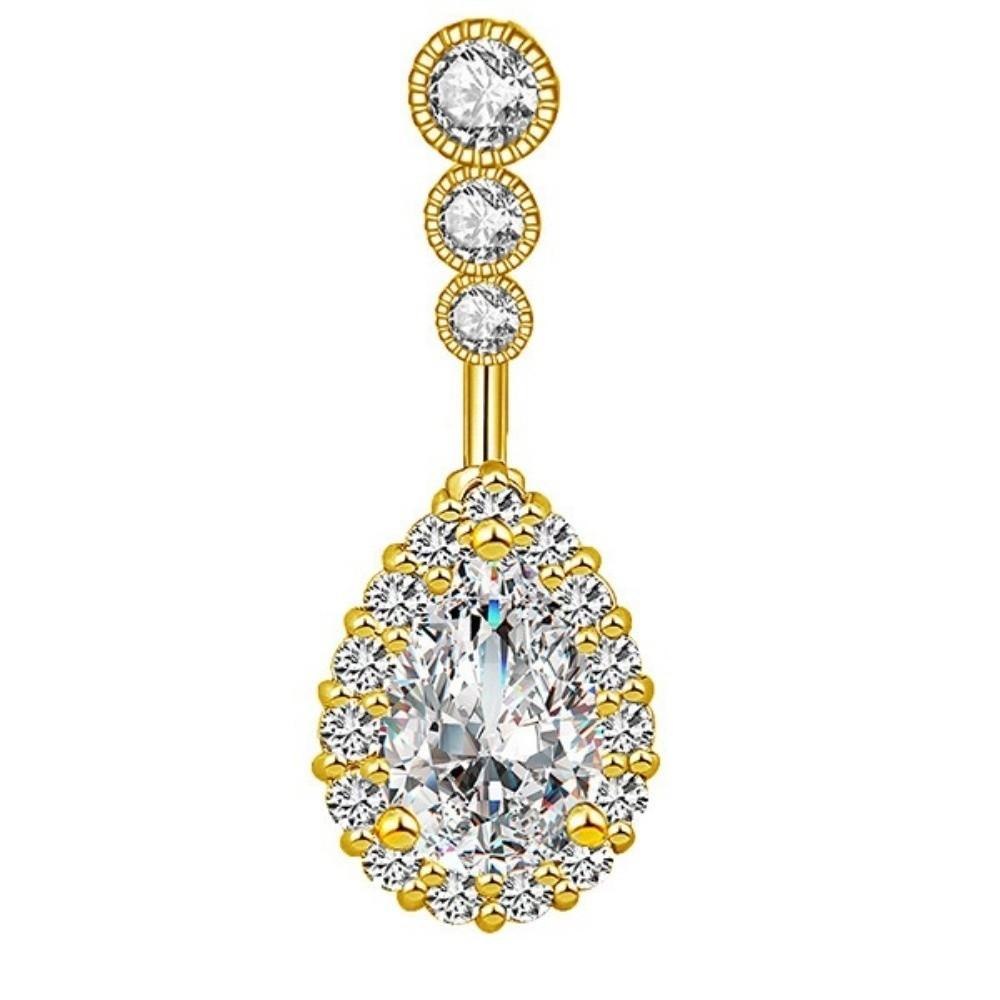 Rhinestone Belly Button Ring Stainless Steel Body Piercing Jewelry Zircon Navel Ring  Gift