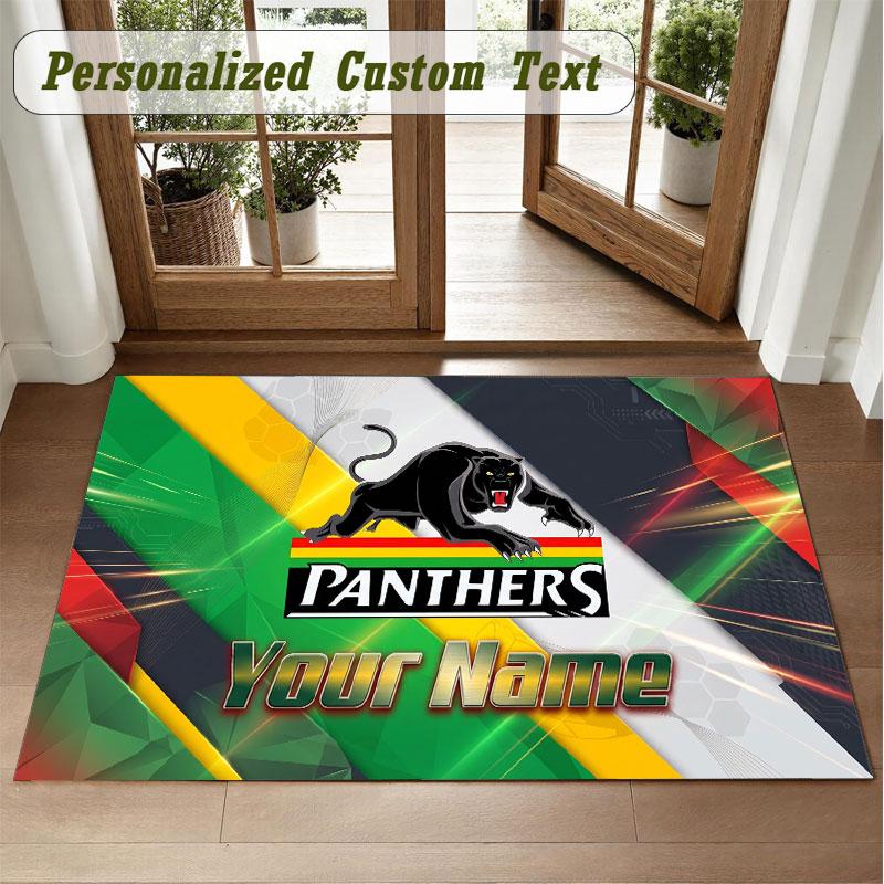 Crystal Velvet Square Rug Custom NamePenrith Panthers Pattern Non Slip Home Floor Decor Rug