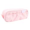 Drawstring Pen Pouch Large Opening Double Layer Pencil Holder Large Stationery Bag for Office School Supplies Pinkish