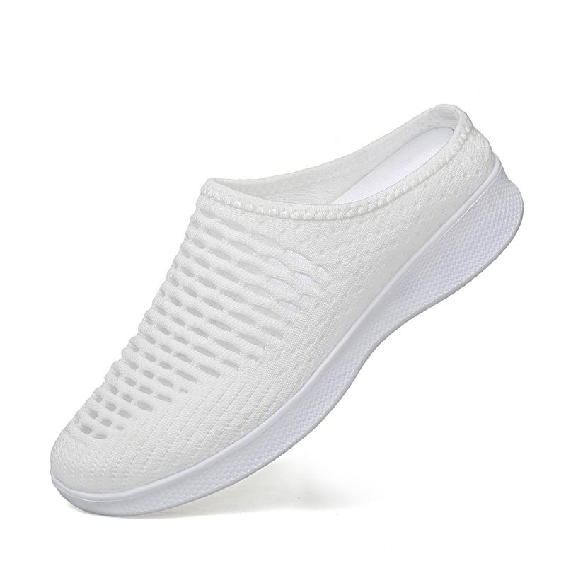 Модные летние новые женские легкие полутапочки с сетчатой поверхностью, нескользящие, для отдыха, спорта, для мам, плоская прогулочная женская обувь