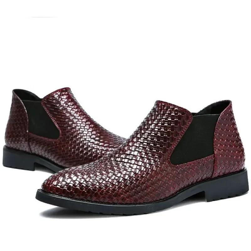 Модная европейская и американская обувь челси, мужские кожаные ботинки, ковбойские ботинки, кожаные повседневные деловые мужские ботинки броги