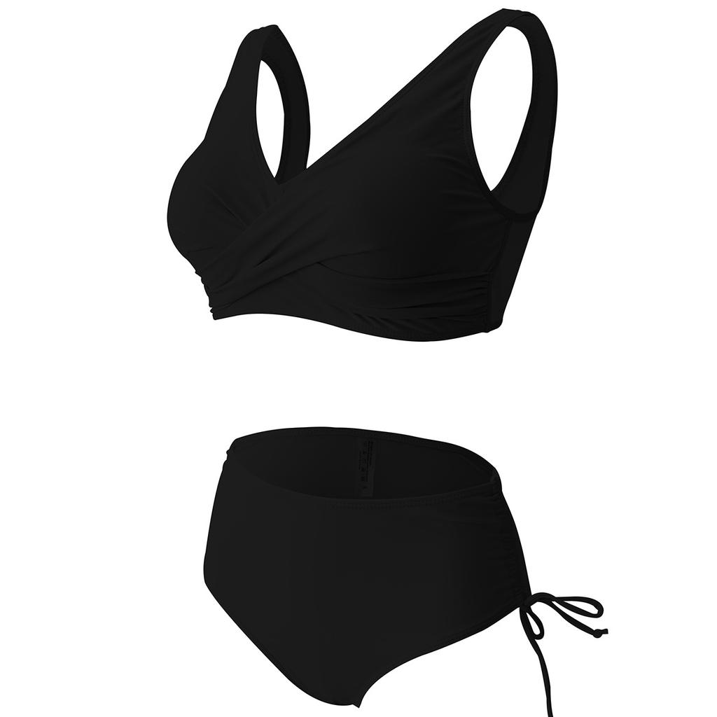 European and American Women's Swimwear Separate Bikini Sexy High Waist Solid Color Bikini Women's Swimming Suit