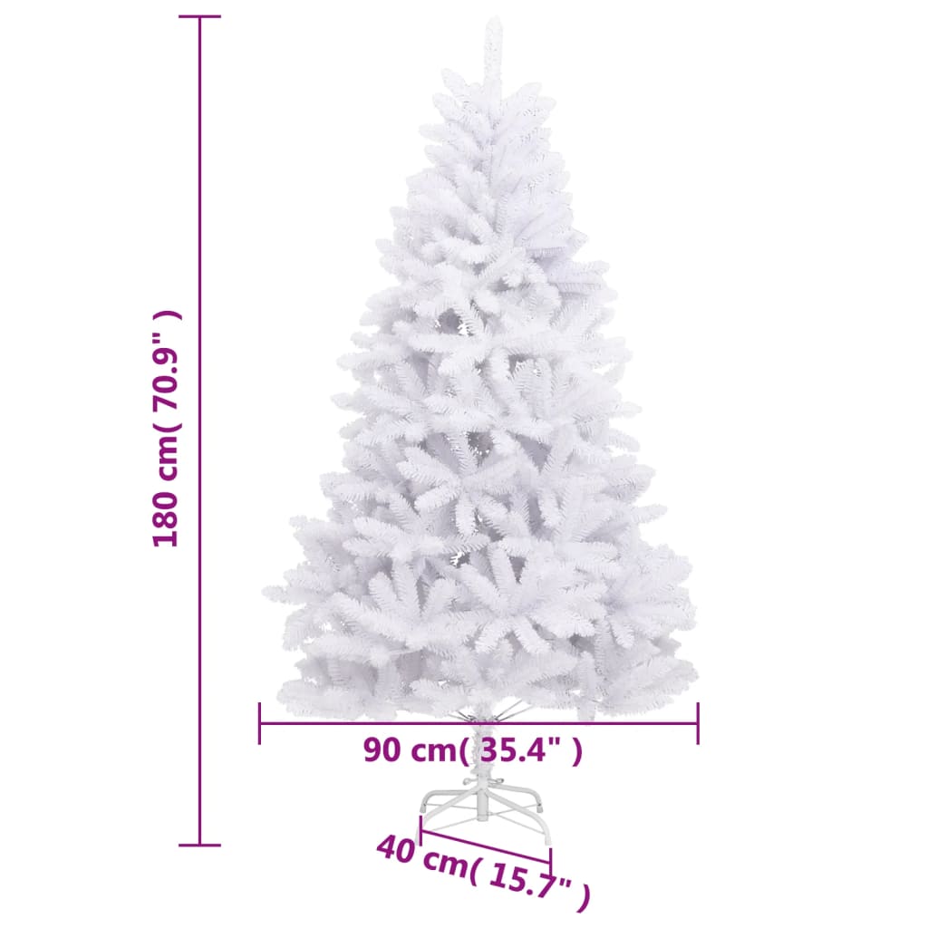 Artificial Christmas Tree Foldable with Stand White 180 cm