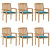 VidaXL Stackable Garden Chairs with Cushions 6 Pcs Solid Teak