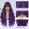 New purple synthetic wig with big waves for party, Halloween cosplay, everyday use, high-temperature hair accessory