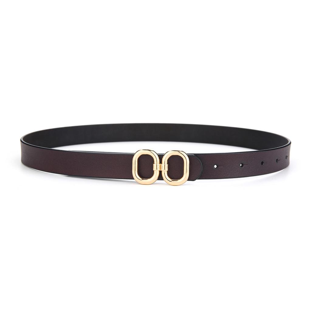 Fashionable Womens Slim Leather Belt With Polished Buckle Perfect For Work Or Casual Outfits