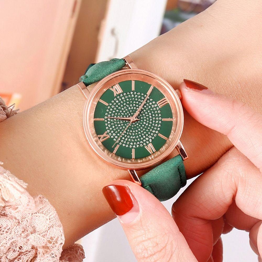 Gift Round Dial Thin Leather Belt Quartz Watch Ladies Watch Wristwatch Casual Exquisite