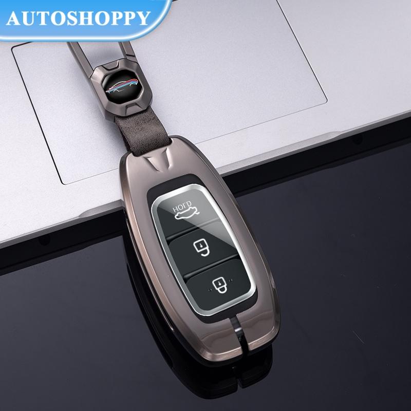 Metal Zinc Leather Car Key Case Cover for Hyundai I30 I40 Ix35 KONA Solaris Grandeur Ig Accent Santa Fe Palisade 2017 2018 2019