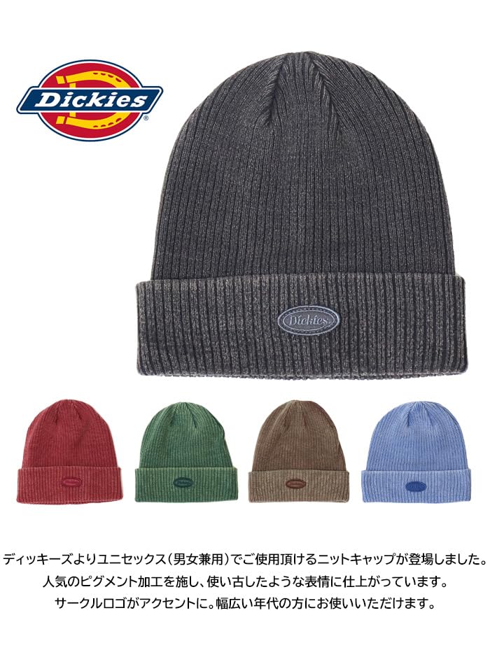 Dickies Пигментированная вязаная шапка, Шапка-бини с отворотом, 81277800 (Япония, Алфавит, Свободный размер, 80: черный)