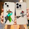 Чехол для телефона с человечком-палочкой для iPhone 17, 16, 15, 14, 13, 12, 11 Plus, Pro Max, Мягкий прозрачный чехол