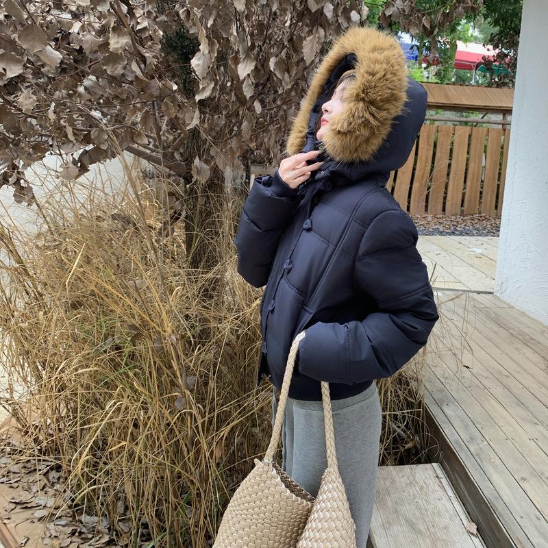 Новая зимняя куртка с капюшоном и меховым воротником, на пуху и хлопковой подкладке, женская зимняя новая куртка-пуховик, утолщенное свободное пальто.