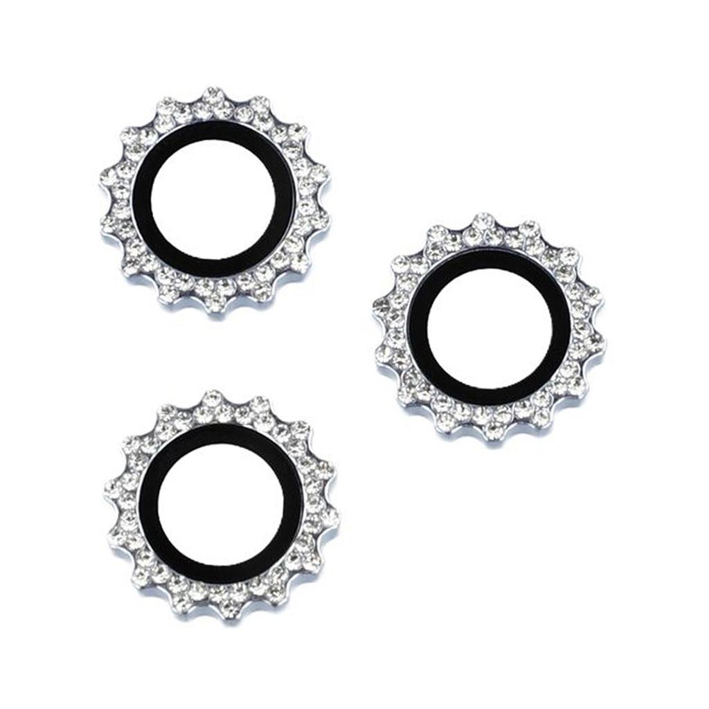1Set For iPhone 16 Pro/16 Pro Max Camera Lens Protector Gear Shape Rhinestone Decor Tempered Glass Lens Film