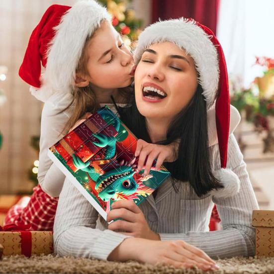 Адвент-календарь с драконом-малышом, 24-дневный календарь обратного отсчета до Рождества внутри, акриловый мультяшный дракончик