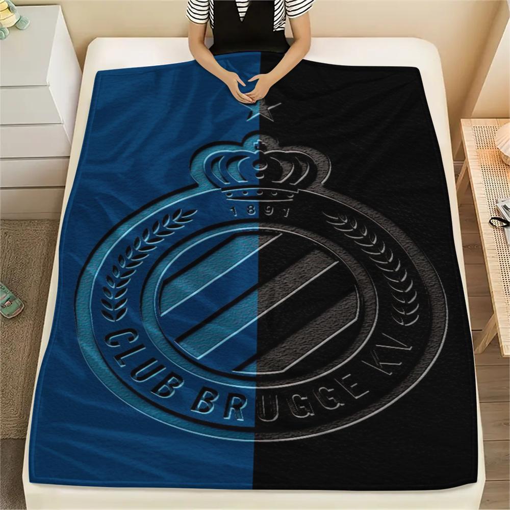 1Pc Club Brugge K V Print Flannel Blanket, High quality Comfortable for All Seasons, Home Decor, Warmth and Comfort, Perfect for Christmas Gifts