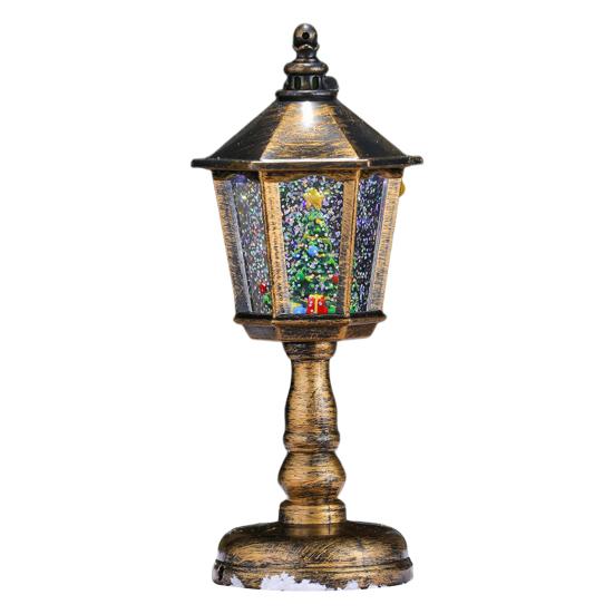 Yousheng Рождественская настольная лампа музыкальный ночник с мини-фигурками сверкающие блестки стоячий фонарь для прикроватного столика каминная полка