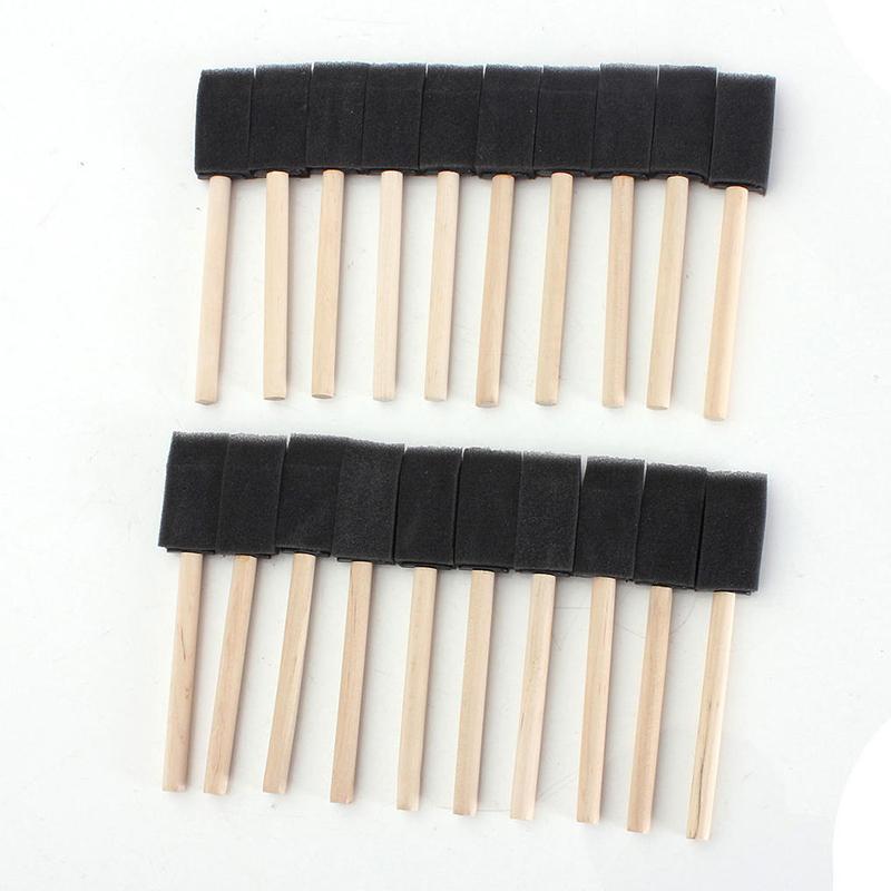 20 шт., 1 дюйм, пенопластовые кисти, деревянная ручка, инструмент для рисования и отделки, ремесла