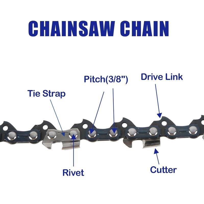 20 Inch Metal Chainsaw Chain 3/8" LP Saw Chain 72 Drive Link Electric Saw Replacement Chainsaw Saw Chain