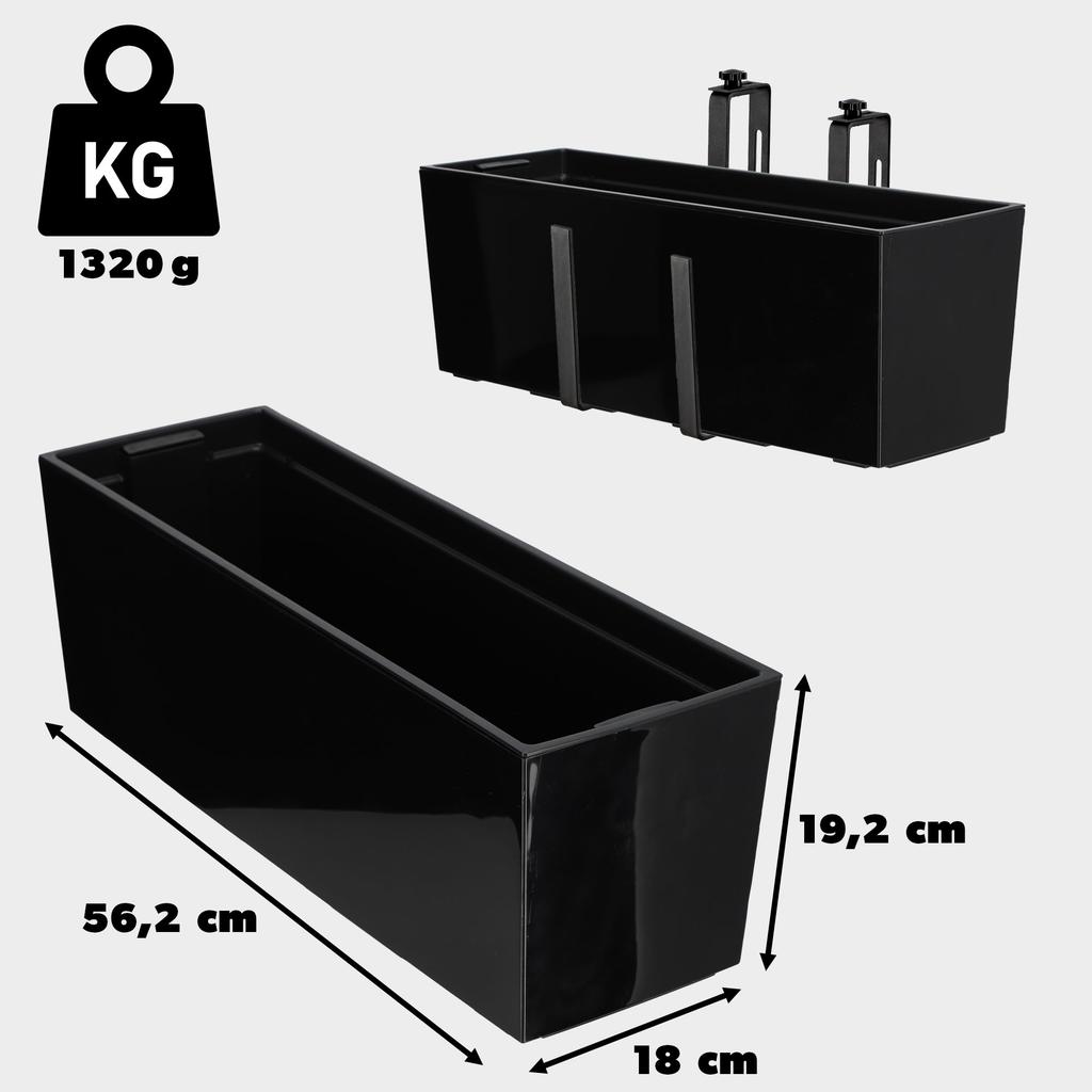 KADAX Горшок Балконный Ящик Держатели 19x56см Черный
