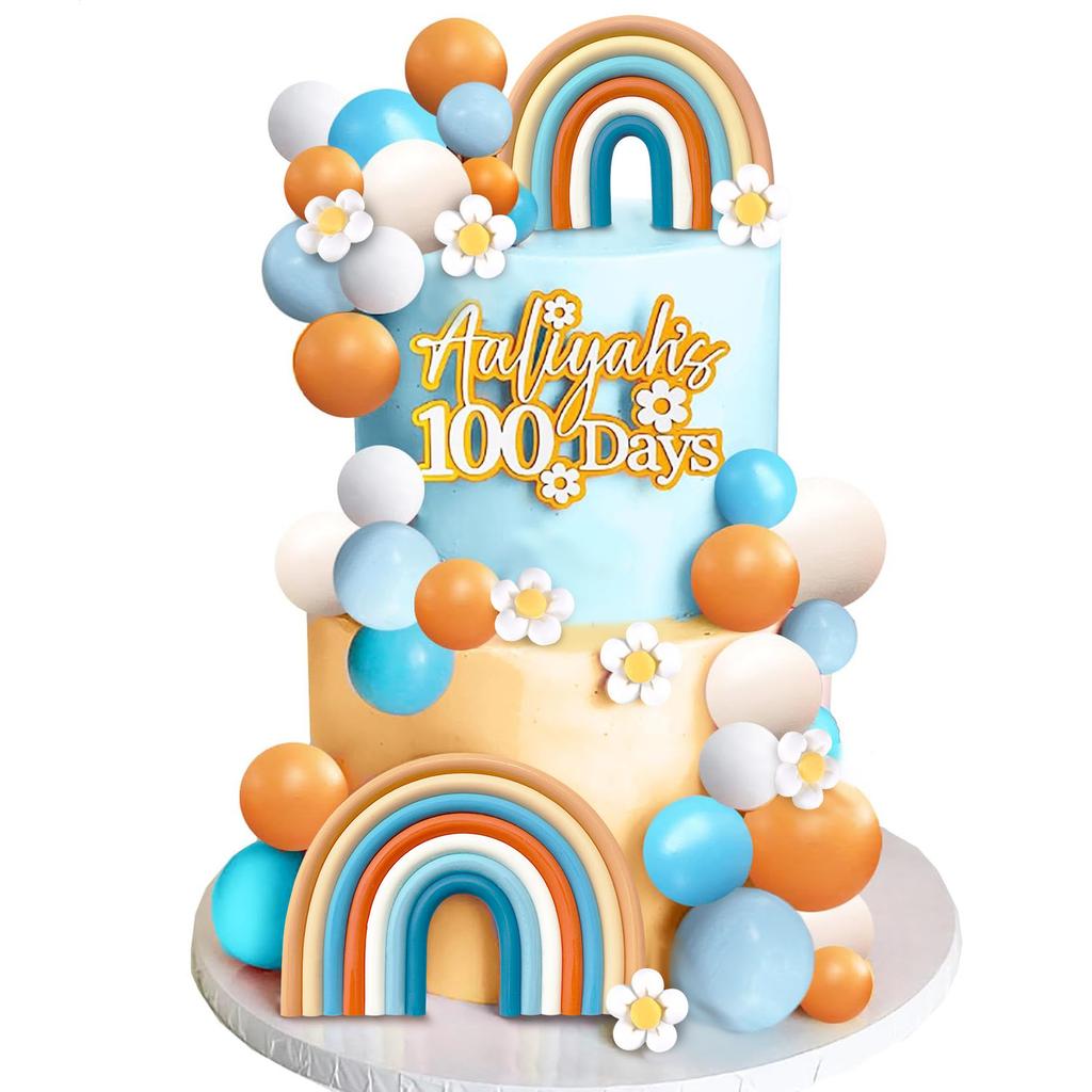 Радужные цветы топперы для торта Бохо украшения для торта с цветочными радужными шарами для вечеринки по случаю дня рождения девочки, хиппи бохо принадлежности для вечеринки