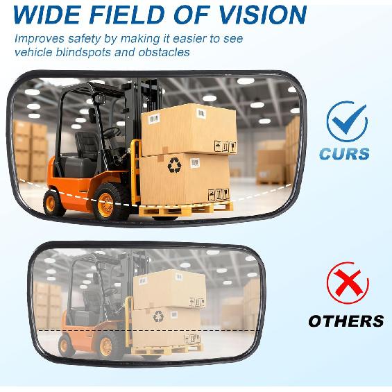 Universal Magnetic Forklift Rearview Mirror 8.2X4.8", Square HD Wide-Angle Convex Mirror Suitable For Tractors, Forklifts - 2 Pcs