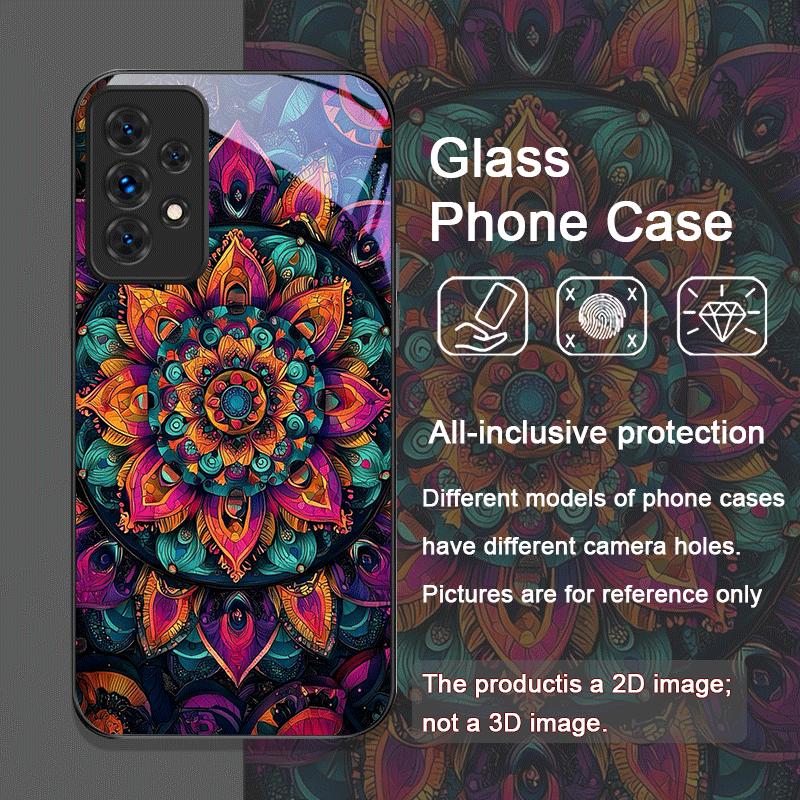 Чехол из закаленного стекла с винтажным узором «Мандала Цветок Лотоса» для Samsung Galaxy A56 A72 A55 A54 A53 A52 A36 A15 A14 A13