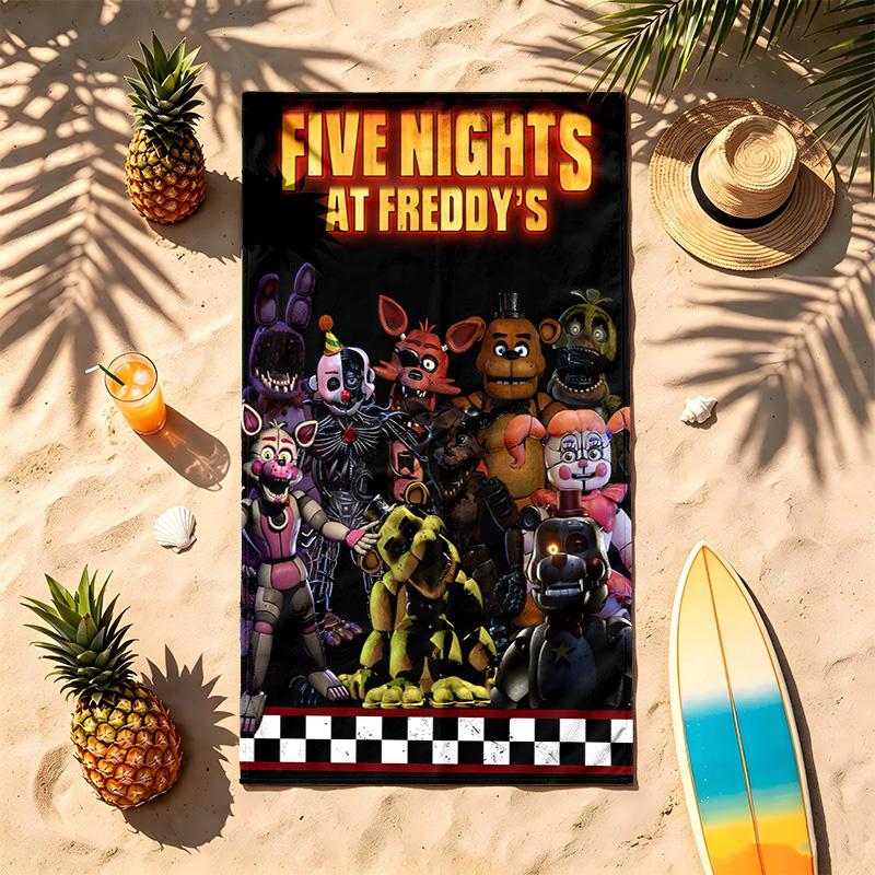 FNAF (28) Тема Полотенце для пляжа Устойчивое к песку Мягкое и удобное Подходит для бассейна, кемпинга, йоги и дайвинга Дорожное