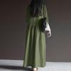 2025 Spring Autumn Women's V-Neck Maxi Dress, Flowy Long Sleeve Swing Dress with Relaxed Fit, Elegant Solid Color Casual Dress for Daily Wear
