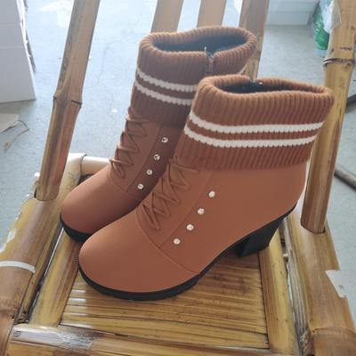 Модная классическая обувь с круглым носком для женщин 2024 горячая распродажа женские короткие ботинки на молнии сбоку осенне-зимние теплые ботинки на блочном каблуке модные ботинки