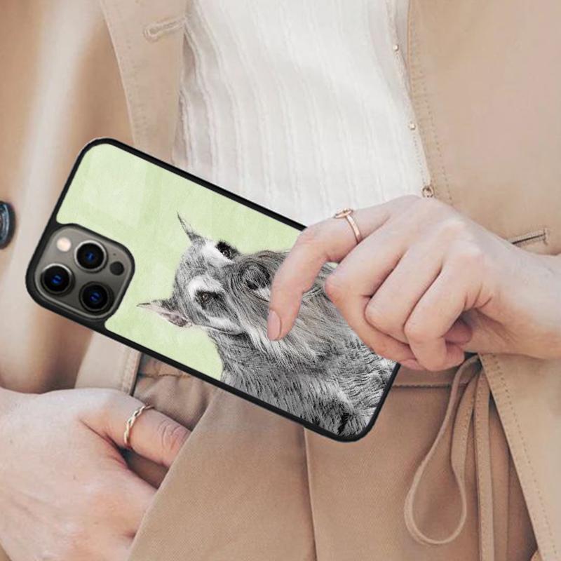 Миниатюрный шнауцер собака искусство Магнитный чехол для телефона ДЛЯ APPLE iPhone 17 Air 16 14 13 12 Pro Max 15 Plus Зарядка с MagSafe Чехол