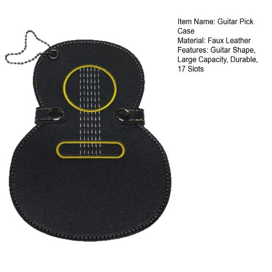 Чехол для медиатора из искусственной кожи в форме гитары, держатель для медиатора на 17 слотов, сумка для хранения медиаторов, подарки для любителей гитары