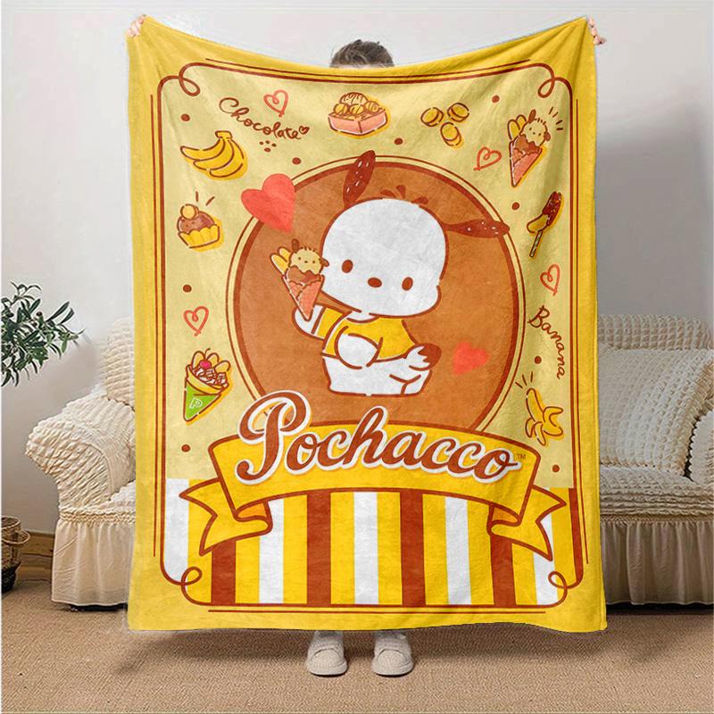 1pc Pochacco's Sweet Adventure Blanket, Seasonal Home Decor Gift for Family and Friend, Soft Throw Blanket Suitable for All Seasons, Living Room, Trav