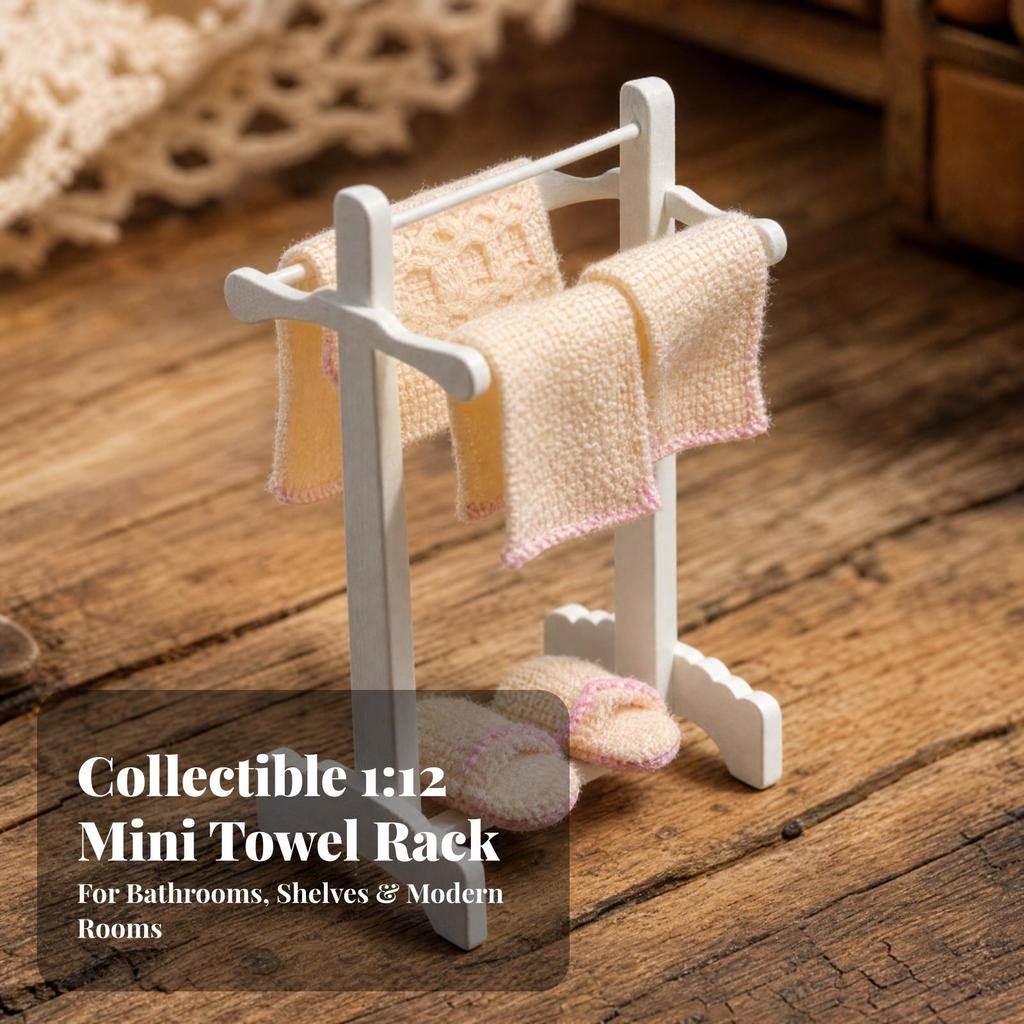 Miniature Towel Rack Mini Dollhouse Decorative for DIY Craft Projects