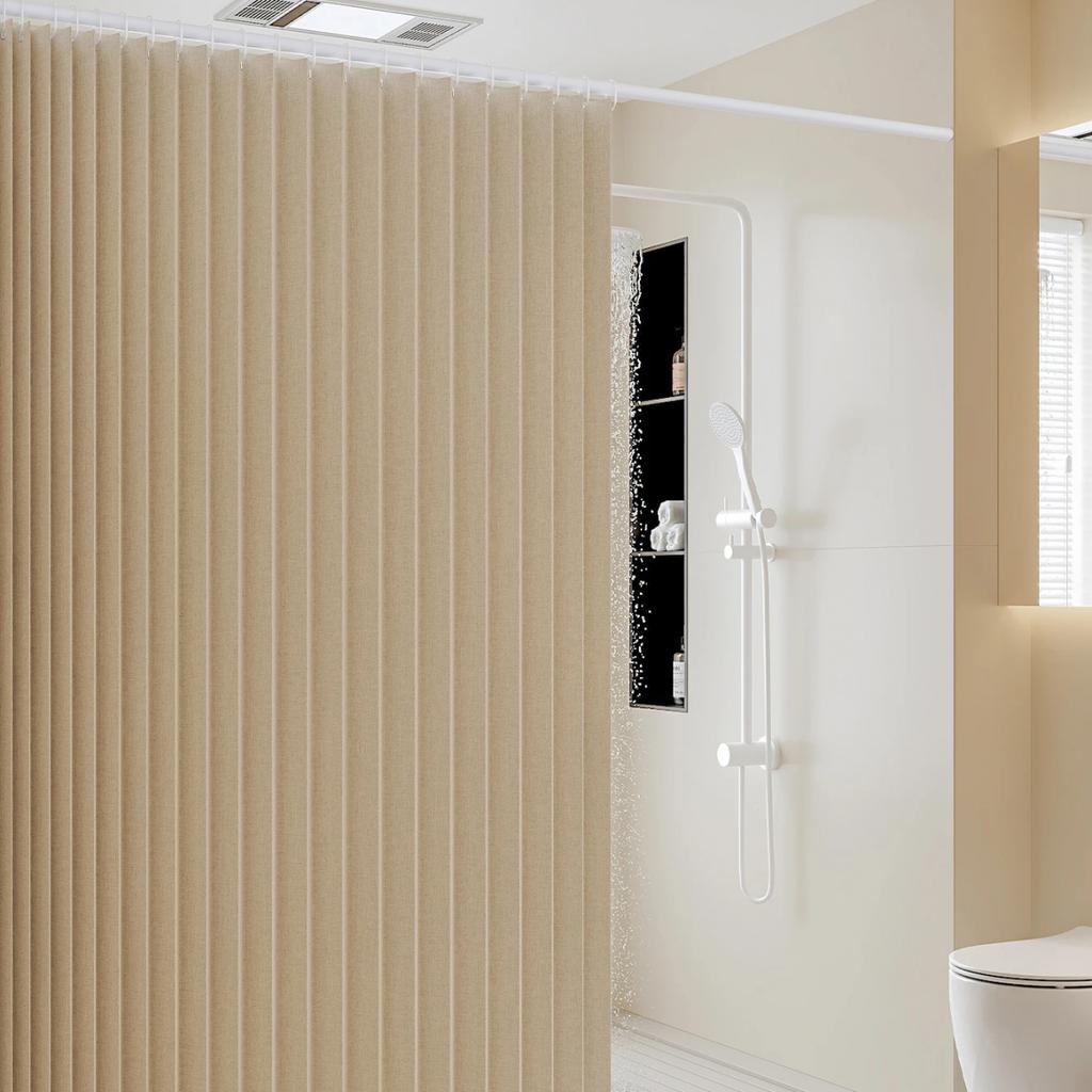 Foldable Waterproof Shower Curtain Bathroom Partition Space Saving Polyester Fabric for Hotel and Home Use Dry Wet Separation Hanging Curtain