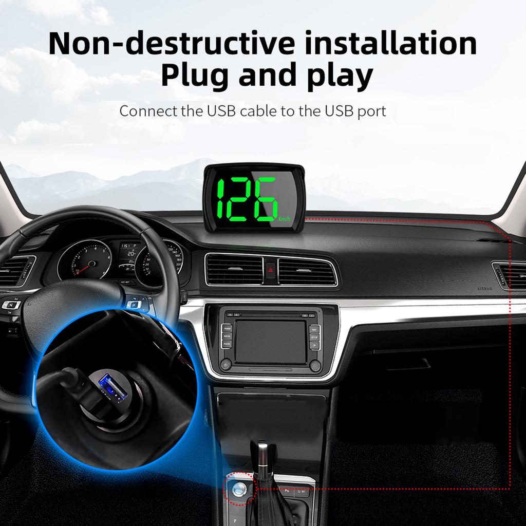 Heads-Up Display Digital Speedometer GPS MPH Speedometer for Car Trucks Plug and Play Large Screen