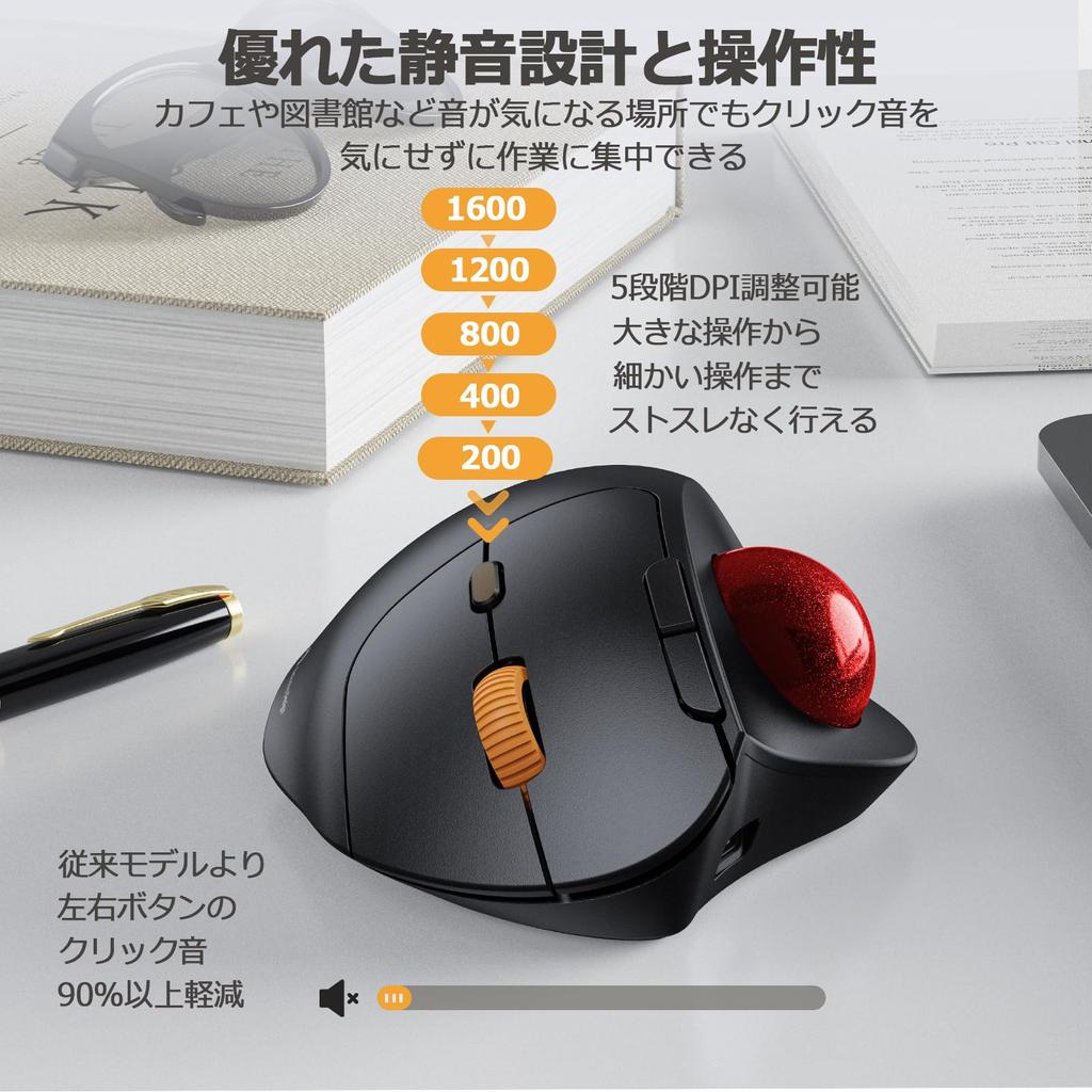 Мышь ProtoArc Trackball совместима с Подключайте 3 устройства одновременно Беспроводная связь Большой DPI Оснащена Совместимость с Bluetooth/2.4GHz, время,