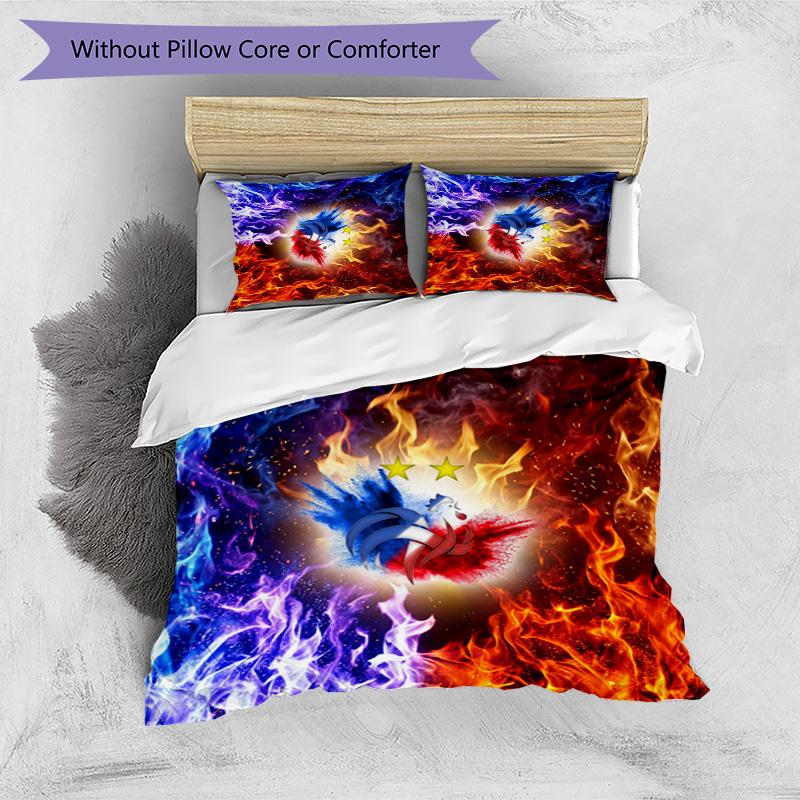 France Football Printed Bedding 3 Piece Set Cozy Breathable Bed Cover Set as Housewarming Holiday Gift