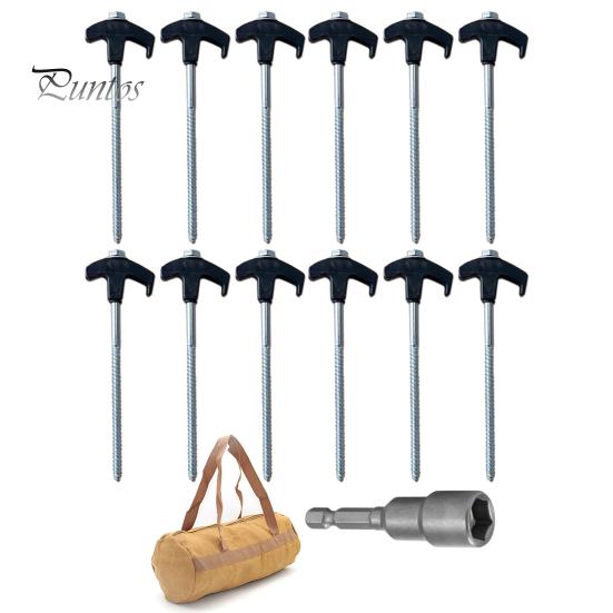 Колышки для палатки, колышки для кемпинга с сумкой для хранения, дизайн с острым наконечником, простая установка, аксессуары для поворотных гвоздей