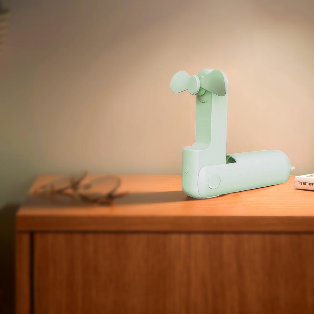 Ручной настольный мини-вентилятор с ушками медведя, складной, 500 мАч, 3 скорости, 2 лопасти, USB-зарядка