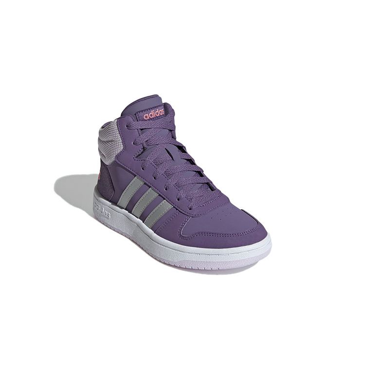 Adidas Детские кроссовки Neo Hoops 2.0 Mid Дышащие Ретро Баскетбольные Кроссовки Фиолетовые EH0170