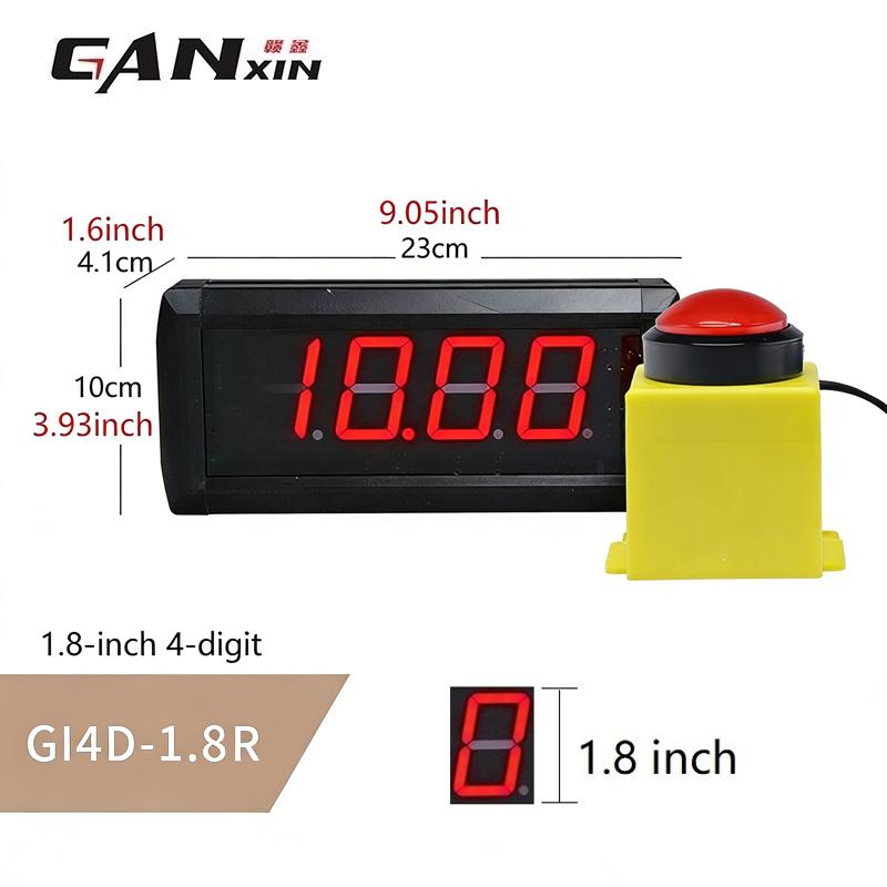 GANXIN Push Button 10 Second Reaction Clock Digital LED Challenge Game Timer for Restaurant Store Discount Free Meal Activities