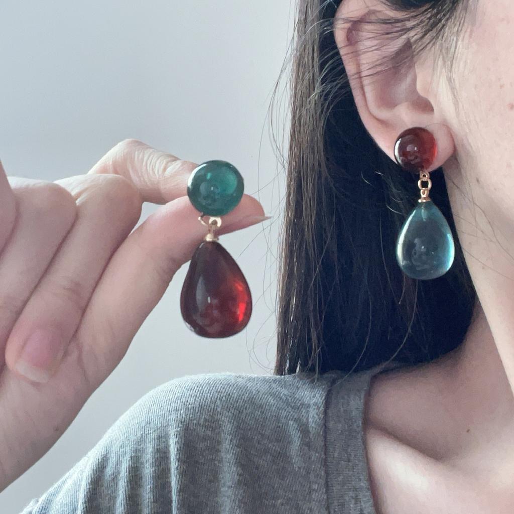 Ретро Серьги-капли Майоллара Контрастных Цветов Легкие Роскошные Высококачественные Простые Серьги