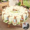 1 Пасхальная круглая скатерть, 5 размеров в наличии, Милая скатерть с квадратным принтом пасхального кролика и яиц, Процесс тиснения края, Скатерть «Весенний сад» Декора