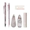 Tombow Pencil MONO X PiT Stationery Set Pastel Glass Pink 6 Piece Set (Mechanical Pencil 0.5mm X 2 Eraser Glue Stick Correction Tape Glue Tape) PCC-64