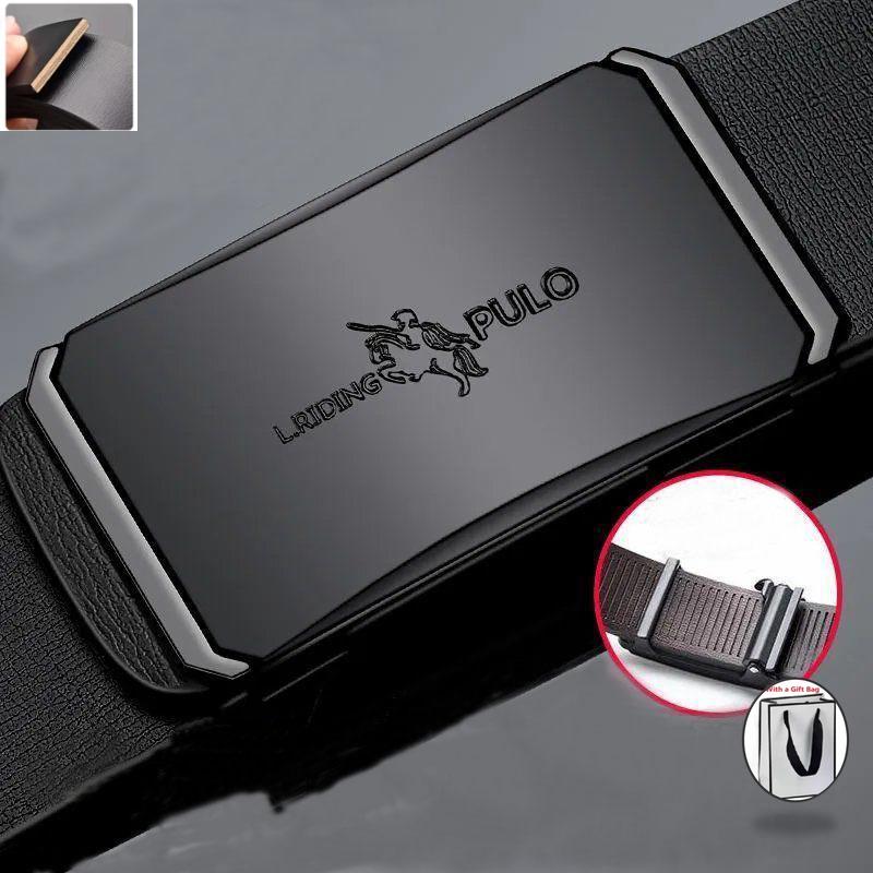 New Men High Quality Belt Automatic Buckle Black Leather Men's Belt